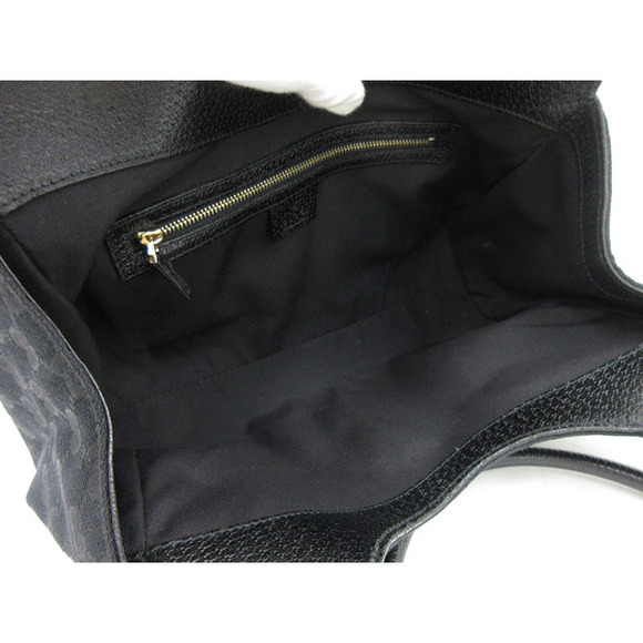 GUCCI Jackie Handbag Black GG Canvas Leather Bag - Picture 7 of 9